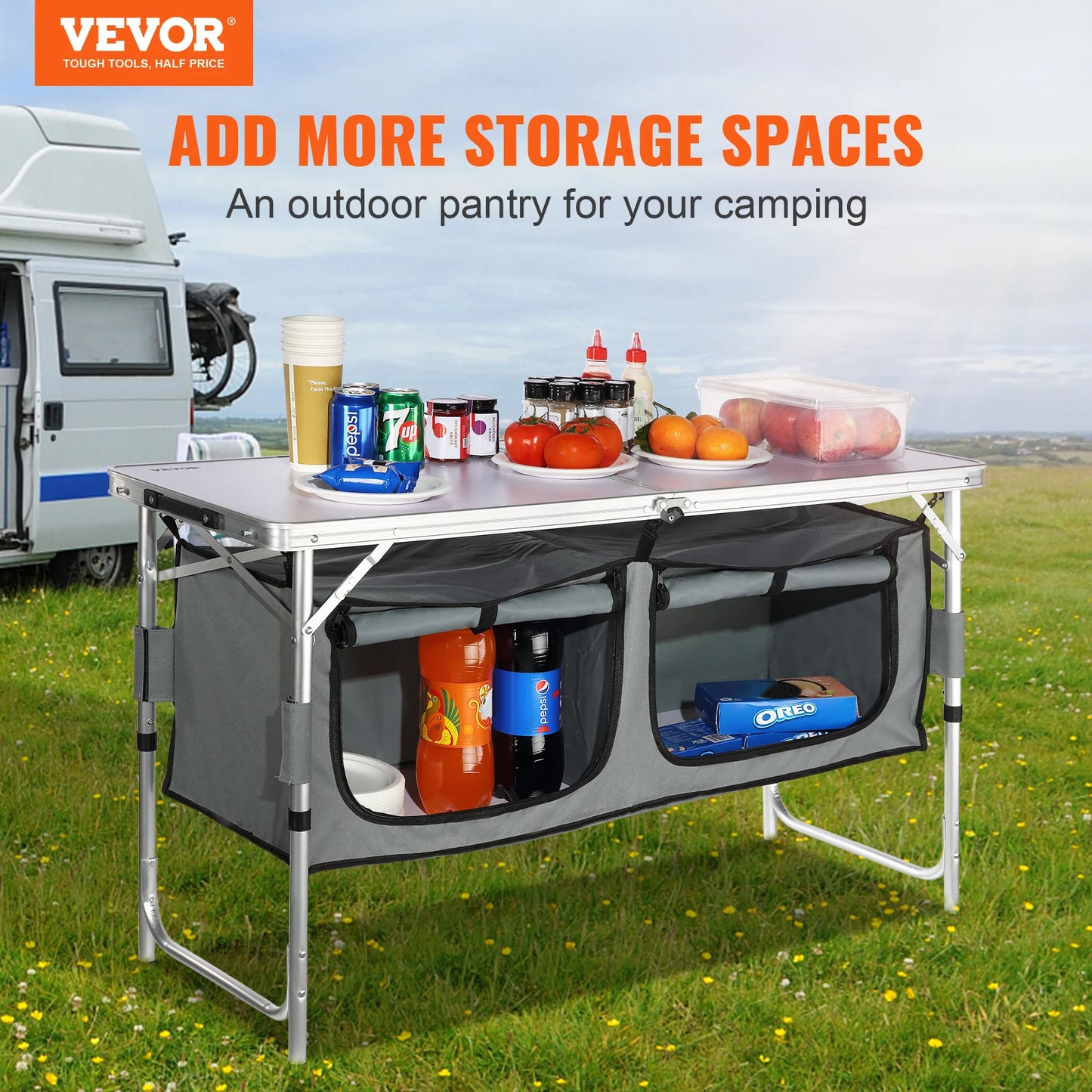 Snel Opzetbare Opvouwbare Campingtafel – MDF Buitentafel voor Picknicks, BBQ, Camping en Reizen met de Camper