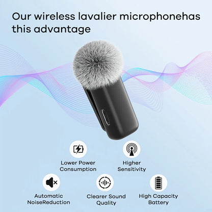 Draadloze lavalier microfoon + oplaadcase (windkap) voor telefoon/laptop