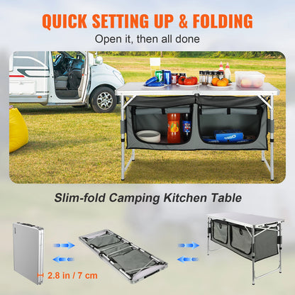 Snel Opzetbare Opvouwbare Campingtafel – MDF Buitentafel voor Picknicks, BBQ, Camping en Reizen met de Camper